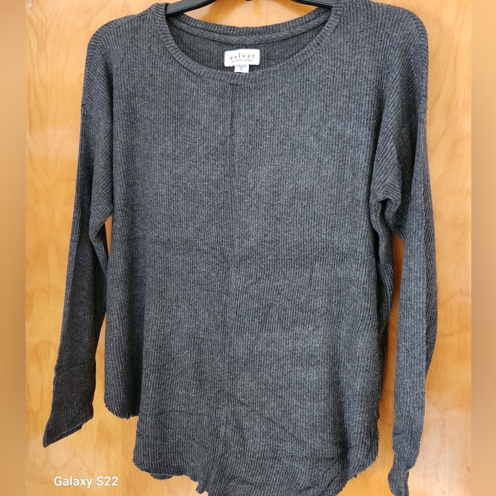 Velvet Charcoal Long Sleeve Sweater